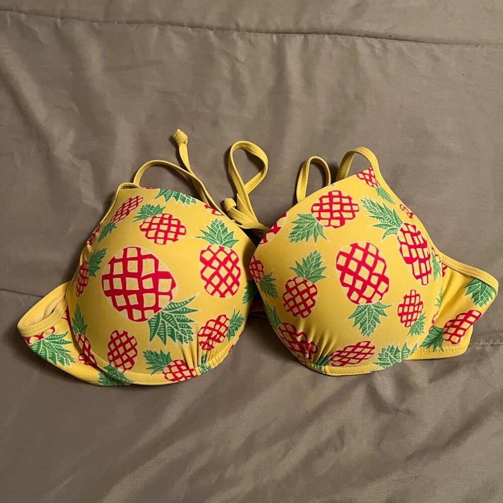 Pineapple Print Yellow Bikini Top